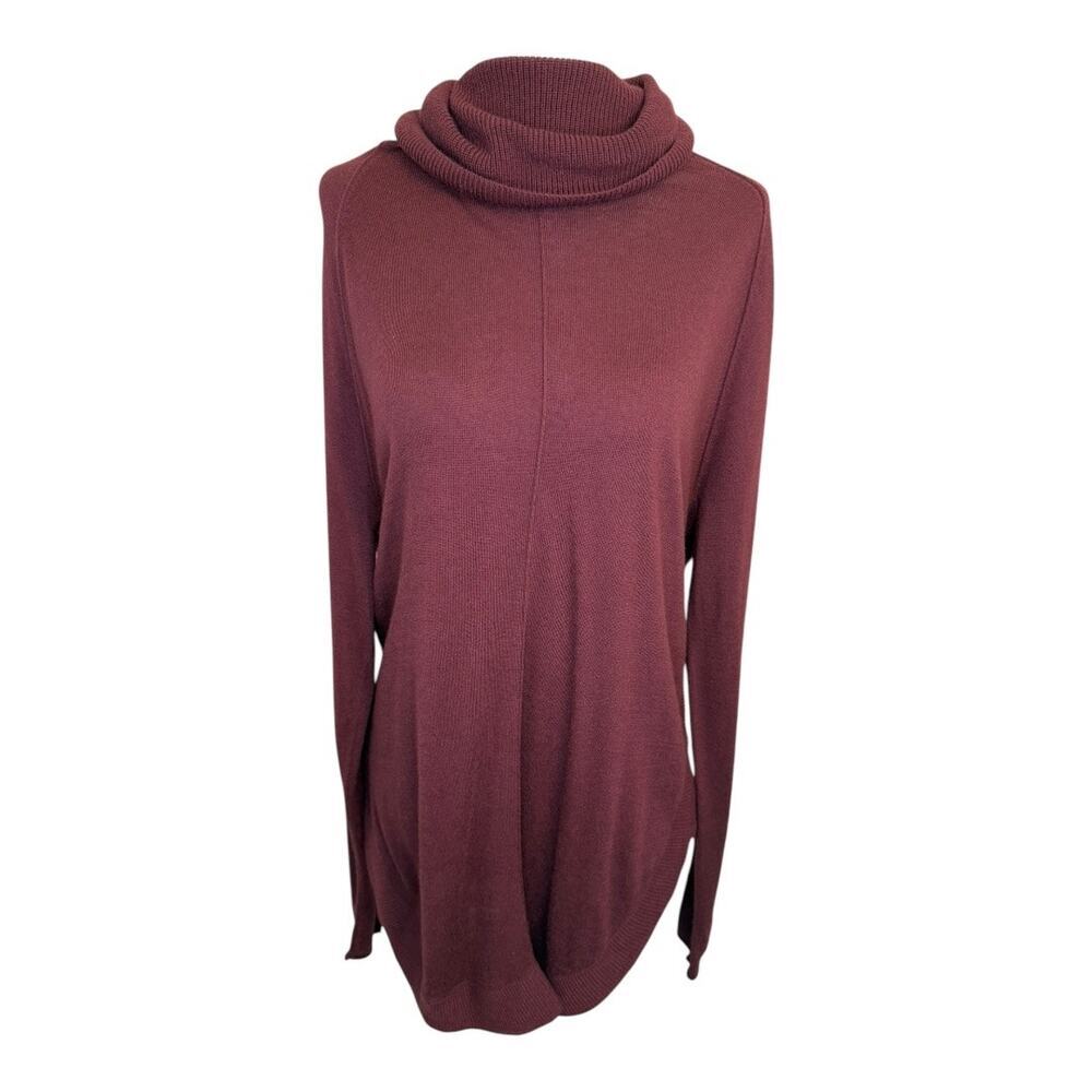 Caslon Women's Small Cowl Neck‎ Tunic Sweater Burgundy Long Sleeve Relaxed Fit